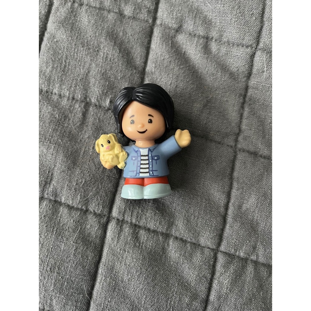 Fisher Price Little People Boy with Yellow Puppy Dog Blue Jacket Figure Toy
